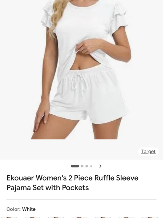 Other - Women's White 2-Piece Ruffle Sleeve Pajama Set
